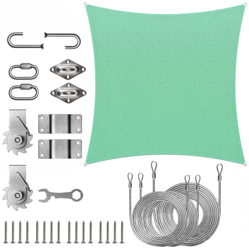 Colourtree Square Waterproof Sun Shade Sail With Installation Winch Kit Wayfair